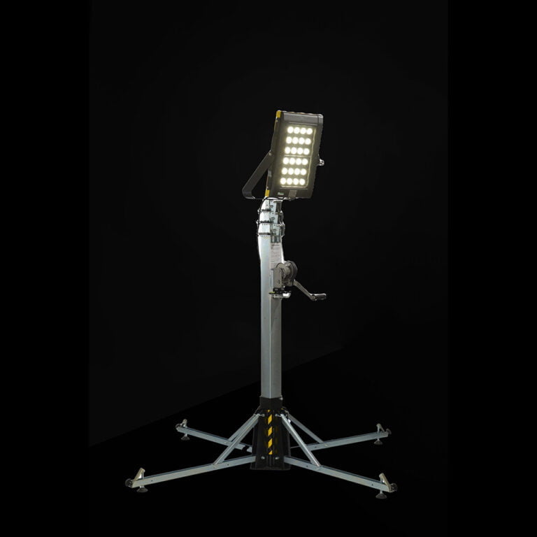 The SA LUMIN LED Tower Light is fully ATEX, UKEX, UKCA & IECEX certified transportable led lighting tower proving powerful 25000 lumen light output from a height of over 5 metres. The towerlight is suitable for use in Oil refineries, Aircraft maintenance, Chemical plants,Offshore platforms, renewable plants, and Confined spaces.